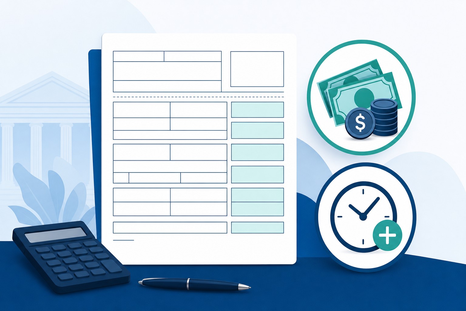 Illustration of a 1099 tax form with icons for cash tips and overtime pay, representing the new 1099-MISC/NEC reporting boxes for 2027